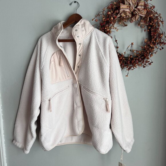 Free People x HATCH MEDIUM Hit The Slopes Fleece Jacket Neutral Bohemian - Picture 1 of 11